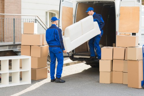 Business furniture and equipment being loaded for a Purley office move