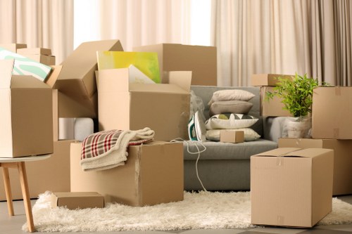 Furniture and boxes loaded into a moving van in Purley